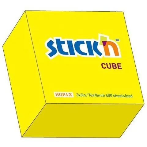 ⁨Bloczek STICK"N 76x76mm 400k żółty neonowy 21010⁩ w sklepie Wasserman.eu