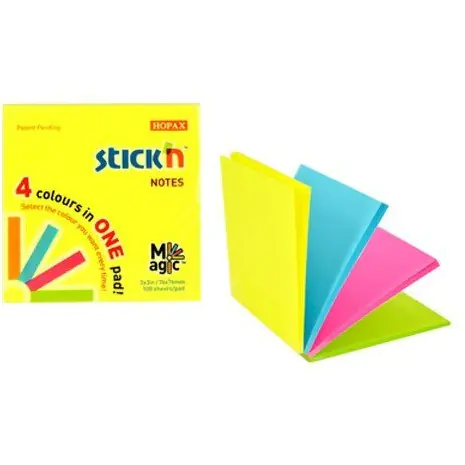 ⁨Bloczek STICK"N MAGIC PAD 76x76mm neon mix kolorów 21571⁩ w sklepie Wasserman.eu