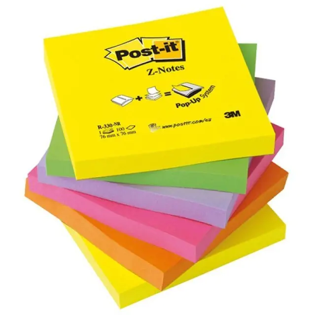 ⁨Bloczek samoprzylepny 76x76mm 100k neonowe (6szt) POST-IT Z-Notes R330-NR UU009543198 3M⁩ w sklepie Wasserman.eu