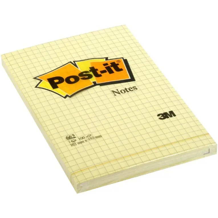 ⁨Bloczek samoprzylepny 102x152mm 100k żółty kratka 662 POST-IT UU009543230 3M⁩ w sklepie Wasserman.eu