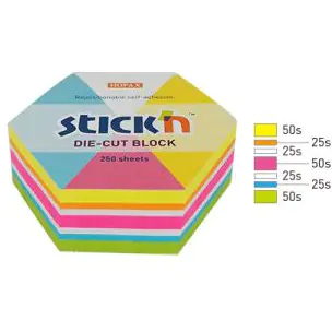 ⁨NOTES SZEŚCIOKĄT, 61X70MM, MIX 5 KOL. NEON+BIAŁY, 250KART. 21827⁩ w sklepie Wasserman.eu