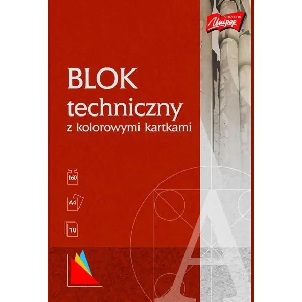 ⁨Blok techniczny szkolny A4 kolorowy 10 kartek 160g UNIPAP⁩ w sklepie Wasserman.eu