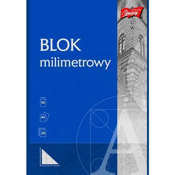 ⁨Blok milimetrowy Papier A4 20 kartek 90g UNIPAP⁩ w sklepie Wasserman.eu