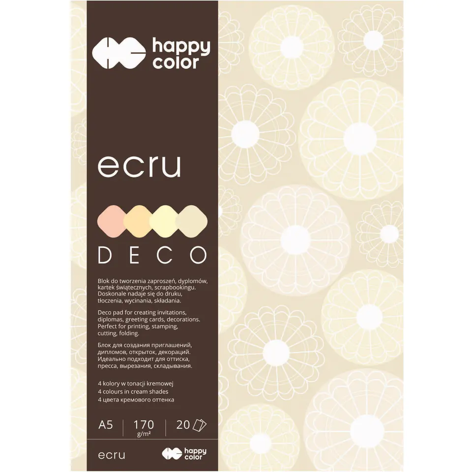 ⁨Blok A5 20k 4 kolory DECO ECRU HA 3717 1520-092 HAPPY COLOR⁩ w sklepie Wasserman.eu