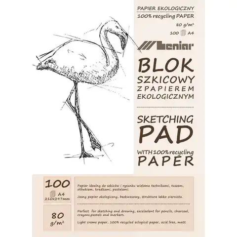 ⁨Sketchbook block A4 100ark. 60g. light paper 90891 LENIAR⁩ at Wasserman.eu