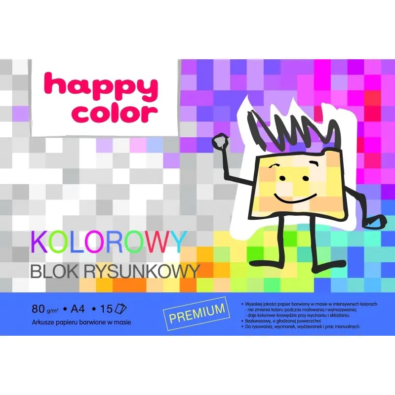 ⁨Blok rysunkowy kolorowy A4 15k 80g HA 3708 2030-09 HAPPY COLOR⁩ w sklepie Wasserman.eu
