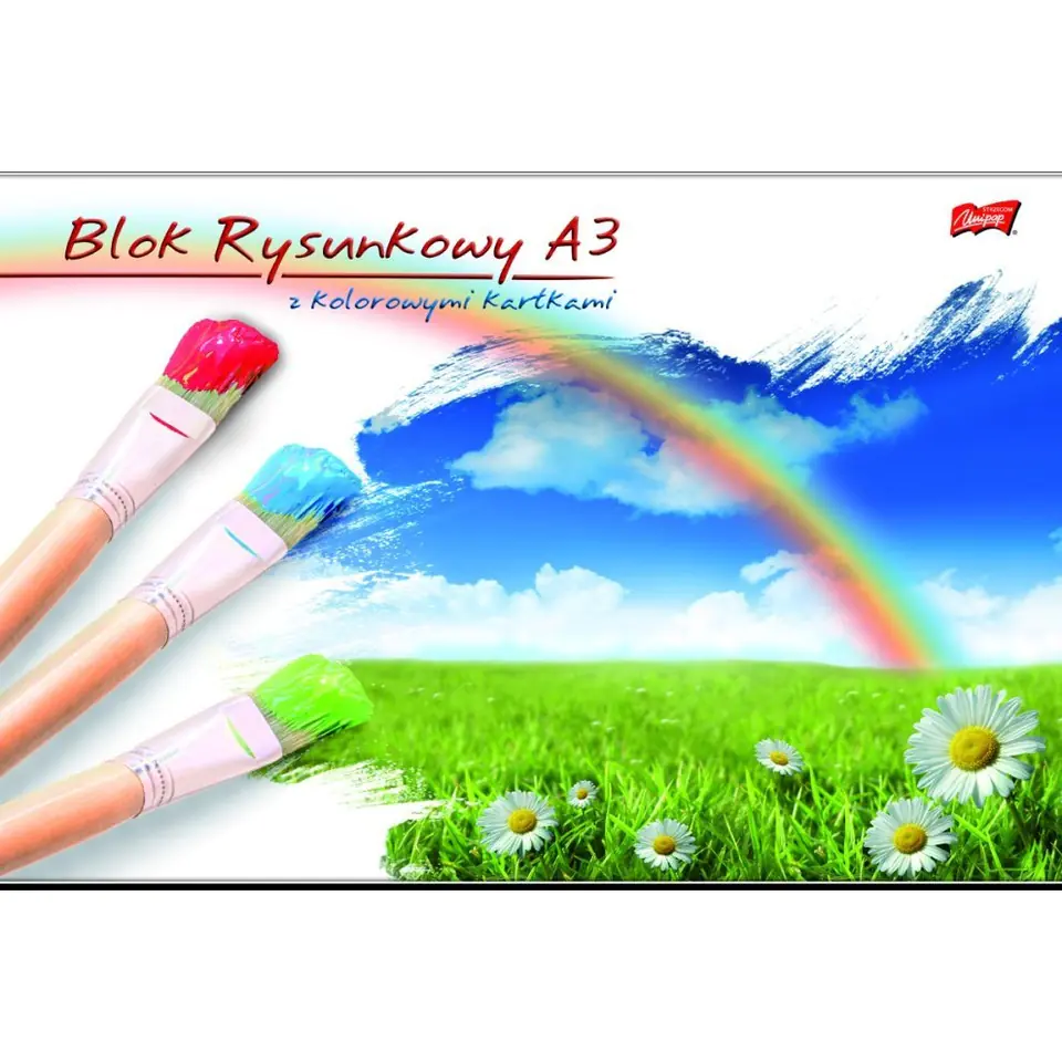 ⁨Blok rysunkowy szkolny A3 kolorowy 16 kartek 80g UNIPAP⁩ w sklepie Wasserman.eu