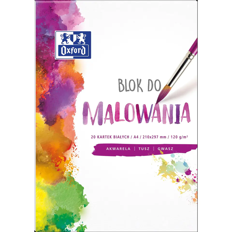 ⁨Blok do malowania A4 20 kartek rysunkowy 120g biały 400093194 OXFORD⁩ w sklepie Wasserman.eu