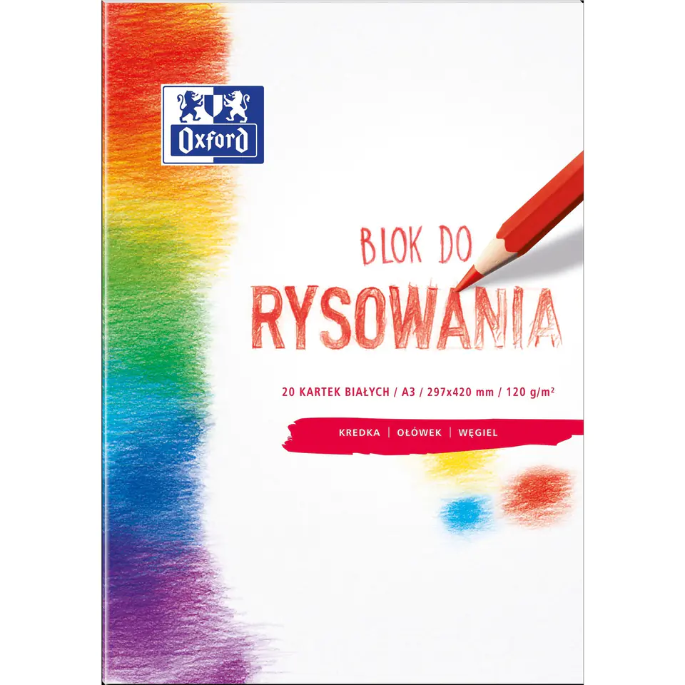 ⁨Blok rysunkowy A3 20k 120g biały 400093197 OXFORD⁩ w sklepie Wasserman.eu