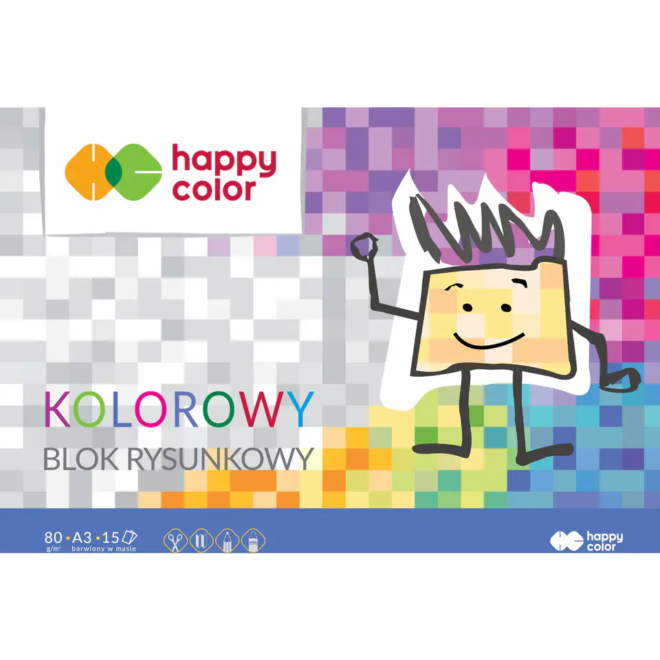 ⁨Blok rysunkowy kolorowy A3 15k 80g HA 3708 3040-09 HAPPY COLOR⁩ w sklepie Wasserman.eu