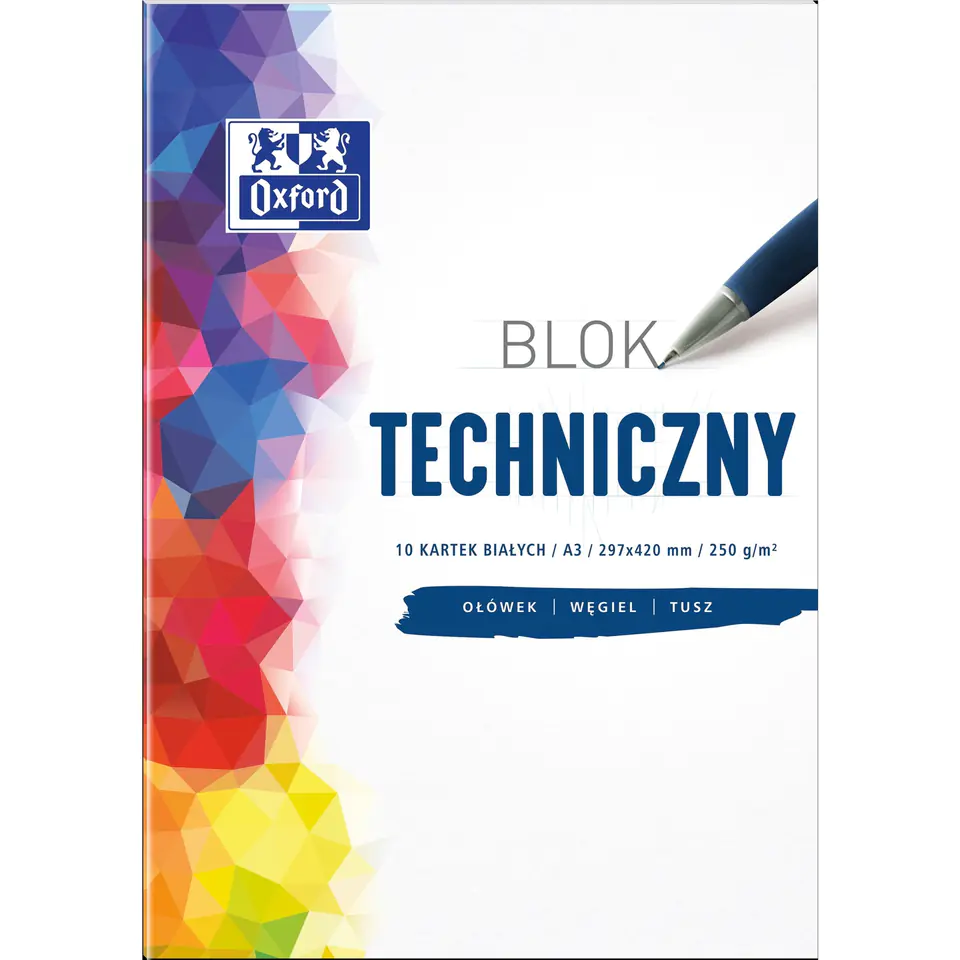 ⁨Blok techniczny A3 10k 250g biały 400093232 OXFORD⁩ w sklepie Wasserman.eu