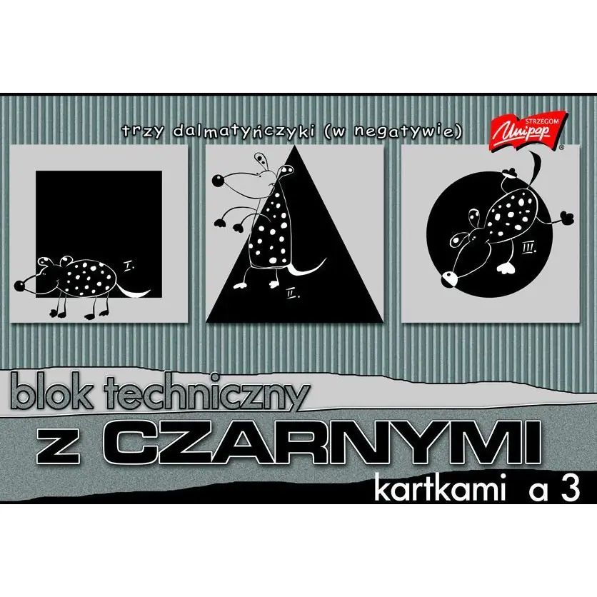 ⁨Blok techniczny szkolny A3 czarne kartki 10 kartek 180g UNIPAP⁩ w sklepie Wasserman.eu