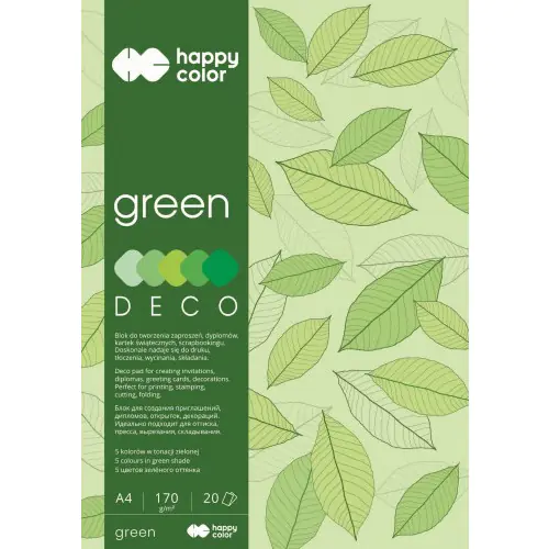 ⁨Block DECO GREEN HAPPY COLOR A4 20ark.170g 5 k olors HA 3717 2030-052⁩ at Wasserman.eu