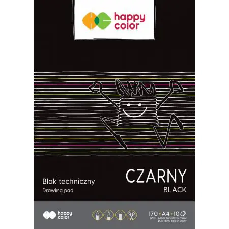 ⁨Blok techniczny A4 10k 170g czarny HA 3717 2030-9 HAPPY COLOR⁩ w sklepie Wasserman.eu