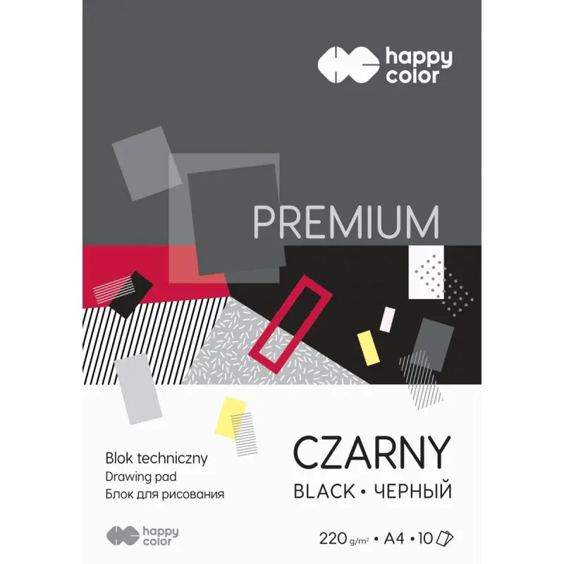 ⁨Blok techniczny A4 10k 220g czarny PREMIUM HA 3722 2030-9 HAPPY COLOR⁩ w sklepie Wasserman.eu