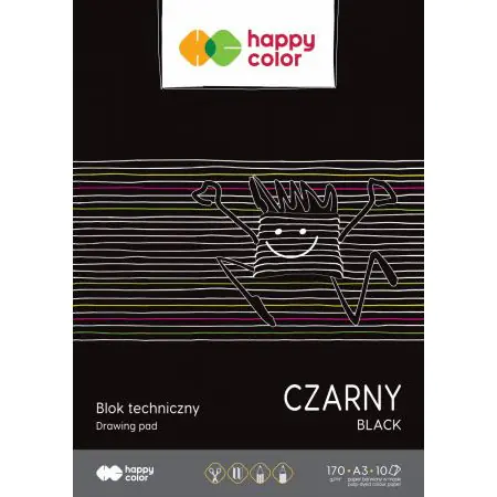 ⁨Blok techniczny A3 10k 170g czarny HA 3717 3040-9 HAPPY COLOR⁩ w sklepie Wasserman.eu