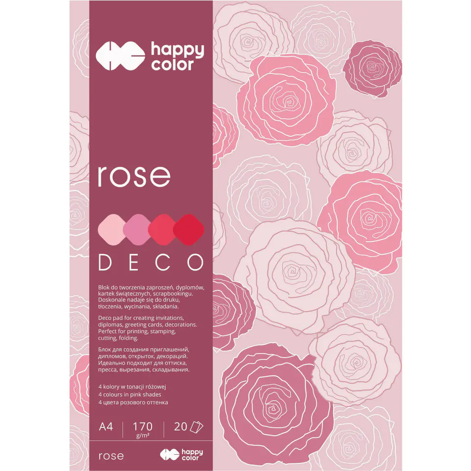 ⁨Block DECO ROSE HAPPY COLOR A4 20ark.170g 4 ko lory HA 3717 2030-062⁩ at Wasserman.eu