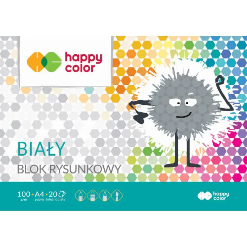 ⁨Blok rysunkowy A4 100g biały HA 3710 2 030-0 HAPPY COLOR⁩ w sklepie Wasserman.eu