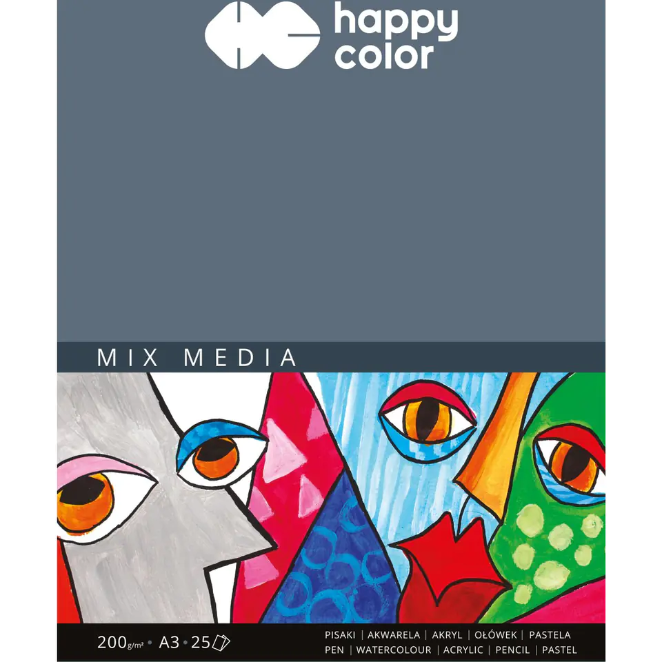 ⁨Blok MIX MEDIA A3 25k 200g HAPPY COLOR 3720 3040-A25⁩ w sklepie Wasserman.eu