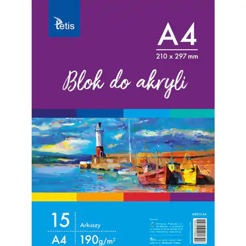 ⁨Blok do akryli A4 15k 190g KB012-A4 TETIS⁩ w sklepie Wasserman.eu