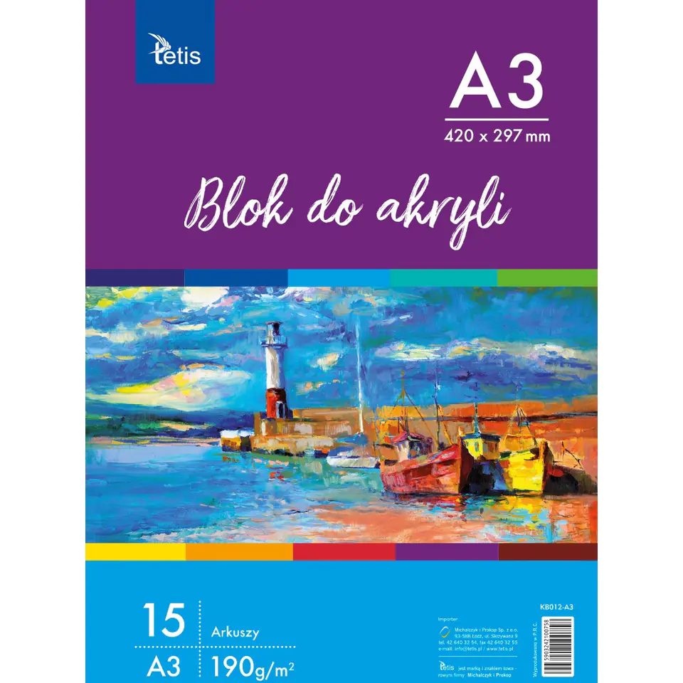 ⁨Blok do akryli A3 15k 190g KB012-A3 TETIS⁩ w sklepie Wasserman.eu