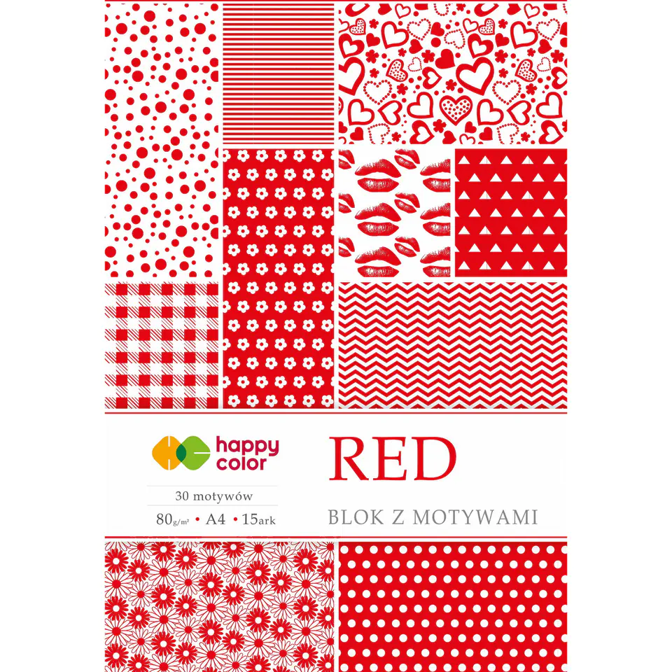 ⁨Block with motifs RED A4 15ark.,30motif. HAPPY COLOR HA 3808 2030-R⁩ at Wasserman.eu