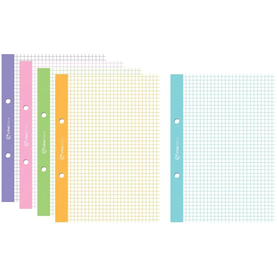 ⁨Wkład do segregatora A5 5x50k kratka kolorowy margines INTERDRUK⁩ w sklepie Wasserman.eu