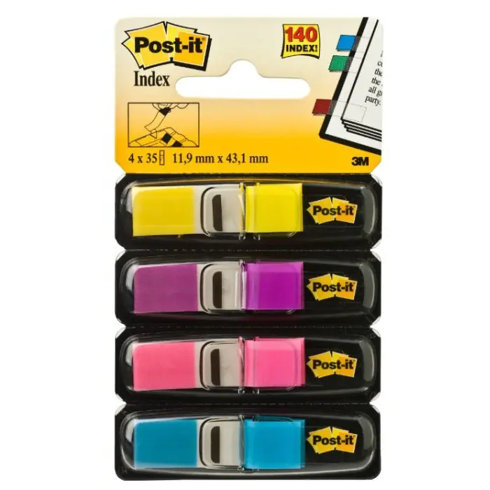 ⁨Zakładki indeksujące POST-IT 12x43mm neonowe 683-4AB 4x35szt 3M⁩ w sklepie Wasserman.eu