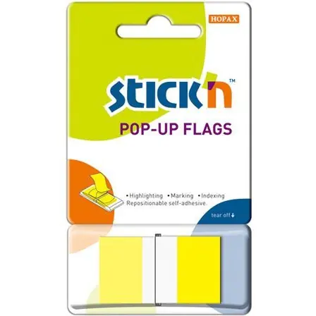 ⁨Zakładki indeksujące 45x25mm w podajniku żółte 50szt STICK`N 26022⁩ w sklepie Wasserman.eu