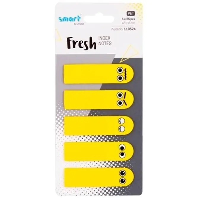 ⁨Indexing tabs fresh 12x45mm 5x25pcs SMILEY FACES 110524 LEVIATAN⁩ at Wasserman.eu