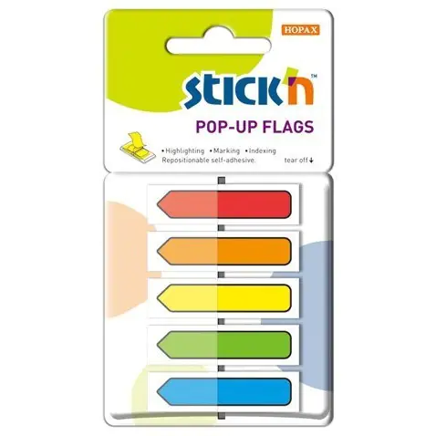 ⁨Zakładki indeksujące w podajniku, 45x12mm z nadrukiem - strzałka (150sztuk) 26003 STICK`N⁩ w sklepie Wasserman.eu