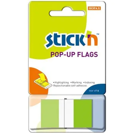⁨Zakładki indeksujące 45x25mm w podajniku zielone 50szt STICK"N 26023⁩ w sklepie Wasserman.eu
