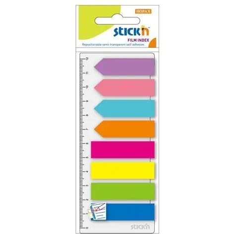 ⁨Indexing tabs neon 8x25pcs (Bars + Arrows) + ruler 21346 STICK'N⁩ at Wasserman.eu