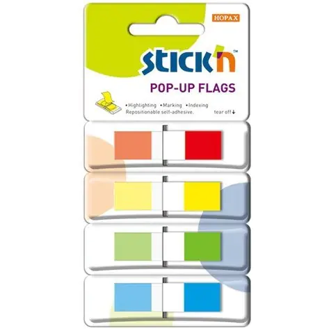 ⁨Zakładki indeksujące w podajniku 45x12mm 140/4 kolory 26020 STICK'N⁩ w sklepie Wasserman.eu