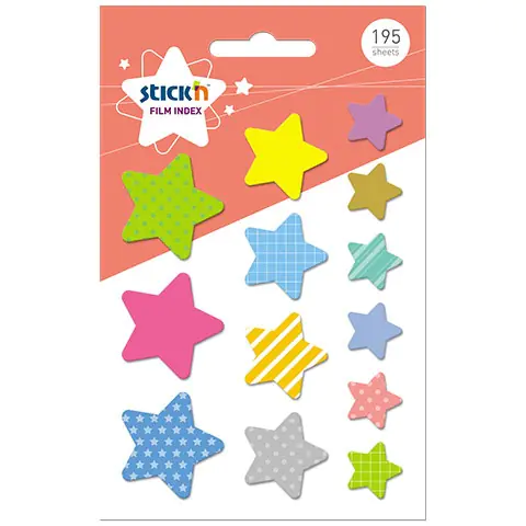 ⁨Bookmarks indexing shapes, STARS various sizes, 195pcs. 21763⁩ at Wasserman.eu