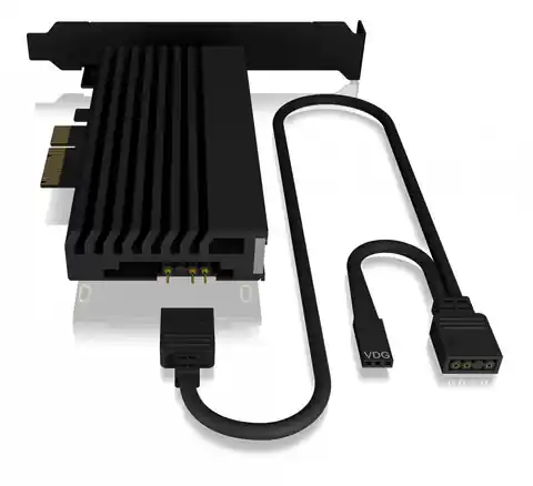⁨Karta PCIe z gniazdem M.2 M-Key dla jednego dysku SSD M.2 NVMe, podświetlenie ARGB IB-PCI224M2-RGB⁩ w sklepie Wasserman.eu