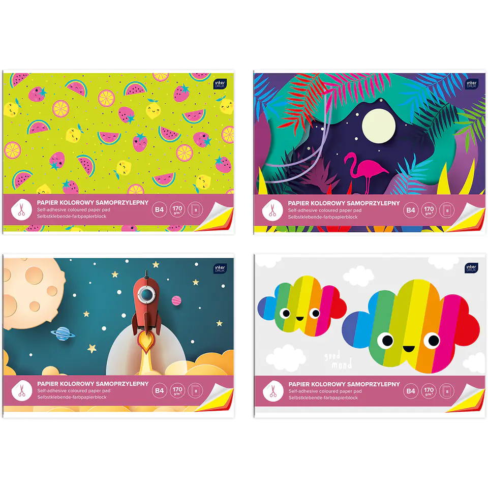 ⁨Booklet of B4 self-adhesive colour papers INTERDRUK⁩ at Wasserman.eu