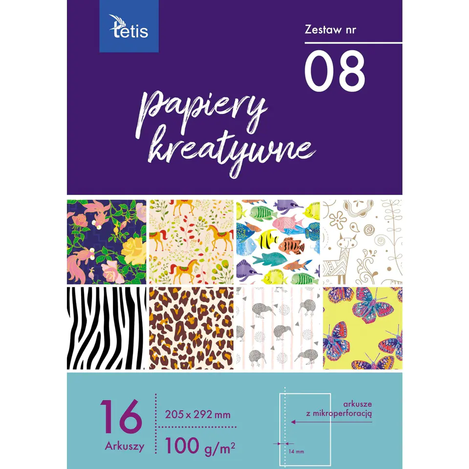 ⁨Zeszyt papierów kreatywnych A4 16k 100g KB030-08 TETIS⁩ w sklepie Wasserman.eu