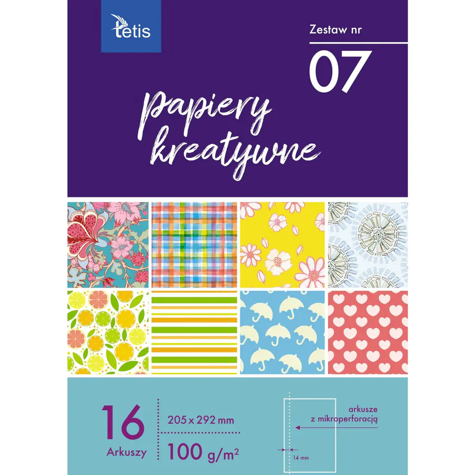 ⁨Zeszyt papierów kreatywnych A4 16k 100g KB030-07 TETIS⁩ w sklepie Wasserman.eu