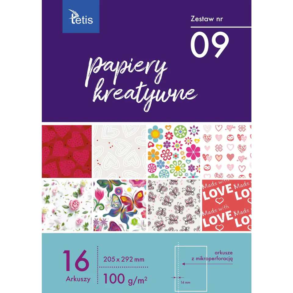 ⁨Zeszyt papierów kreatywnych A4 16k 100g KB030-09 TETIS⁩ w sklepie Wasserman.eu