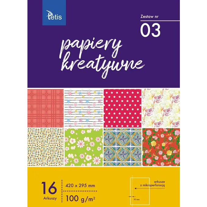 ⁨Zeszyt papierów kreatywnych A3 16k 100g KB031-03 TETIS⁩ w sklepie Wasserman.eu