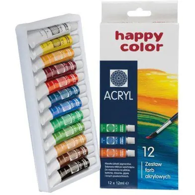 ⁨Farba akrylowa zestaw 12 kolorów, 12ml HA 7370 0012-K12 HAPPY COLOR⁩ w sklepie Wasserman.eu