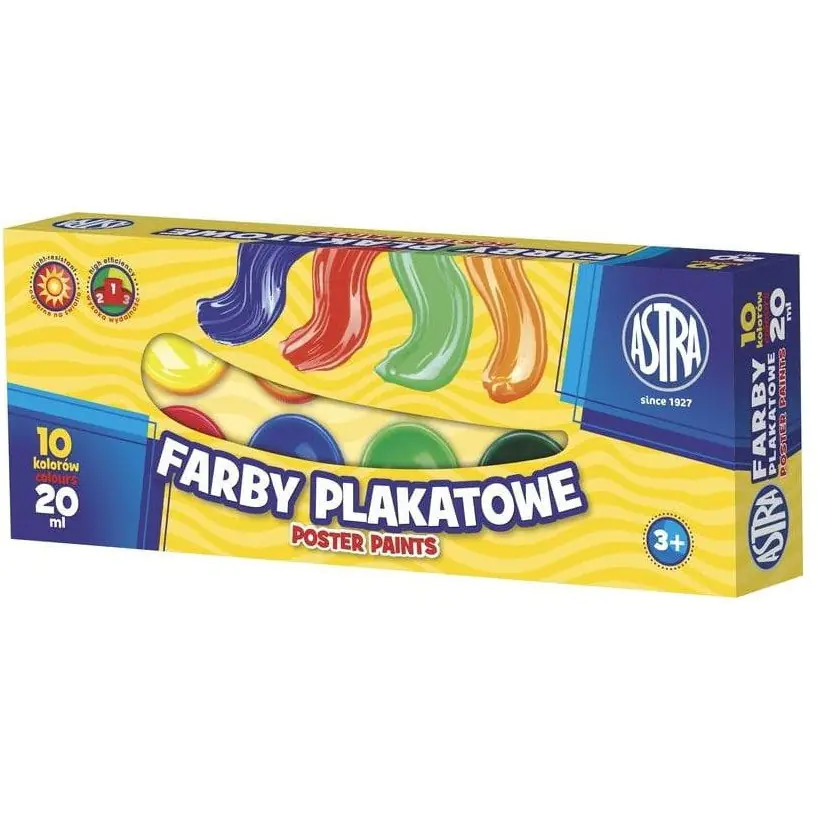 ⁨Farby plakatowe zestaw 10 kolorów 20 ml szkolne 301115004 ASTRA⁩ w sklepie Wasserman.eu