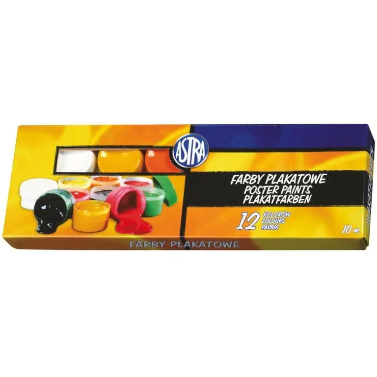 ⁨Farby plakatowe zestaw 12 kolorów 10ml szkolne 83115902 ASTRA⁩ w sklepie Wasserman.eu