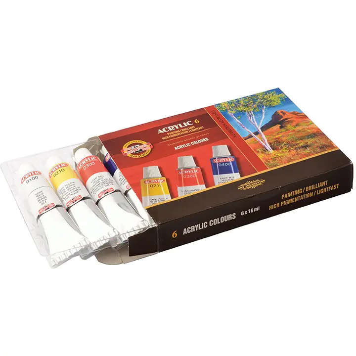 ⁨Acrylic paints 6colors 14ml. 162701 KOH-I-NOOR⁩ at Wasserman.eu