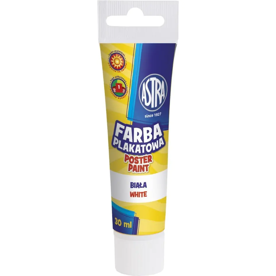 ⁨Farba plakatowa tuba 30 ml - biała 83110904 ASTRA⁩ w sklepie Wasserman.eu