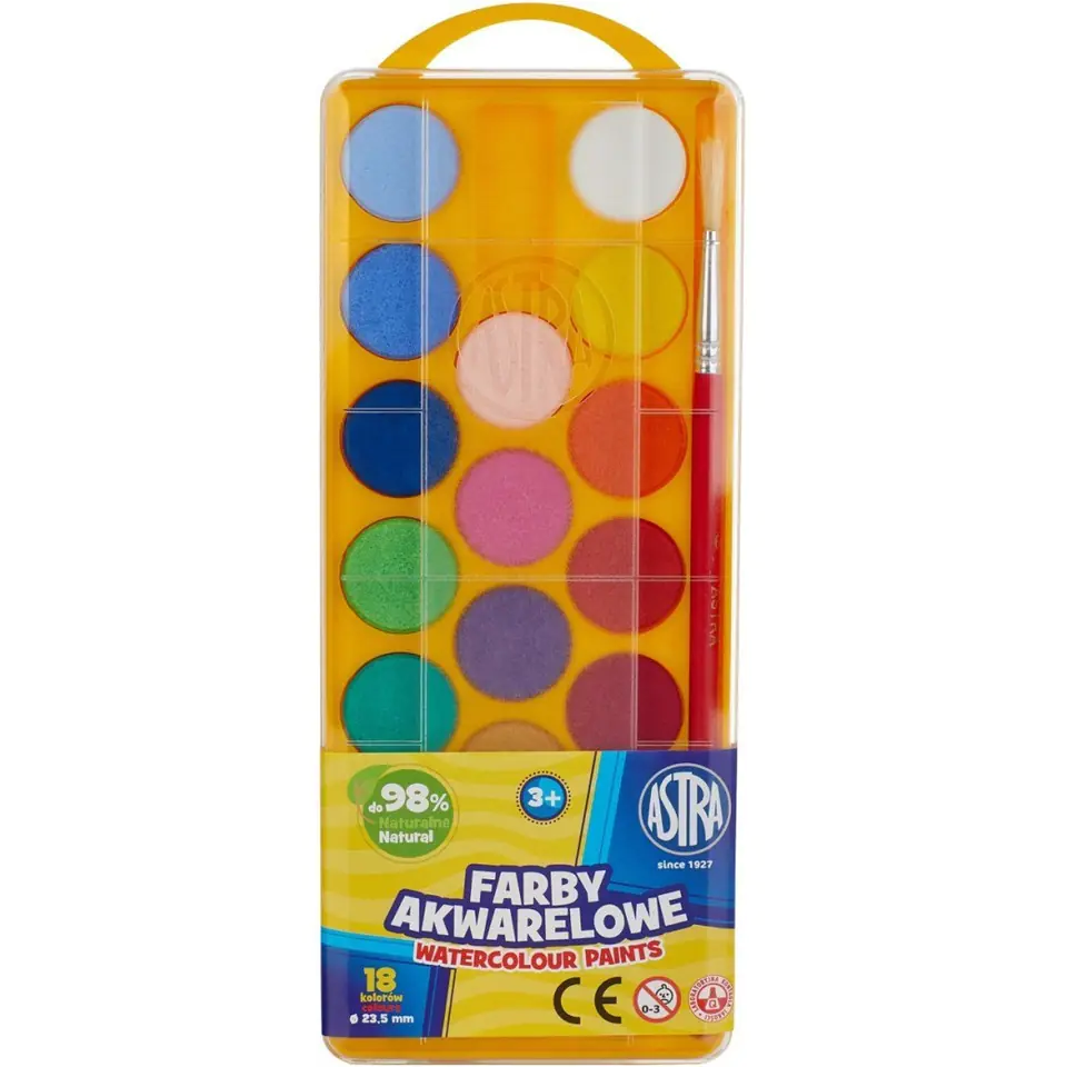 ⁨Watercolor paints 18 colors - fi 23,5 mm with europendant 83210900 ASTRA⁩ at Wasserman.eu