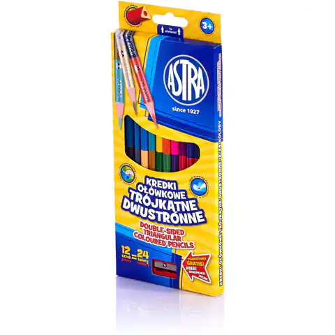 ⁨Double-sided pencils 12=24triangular pencil colours 312113001 ASTRA⁩ at Wasserman.eu