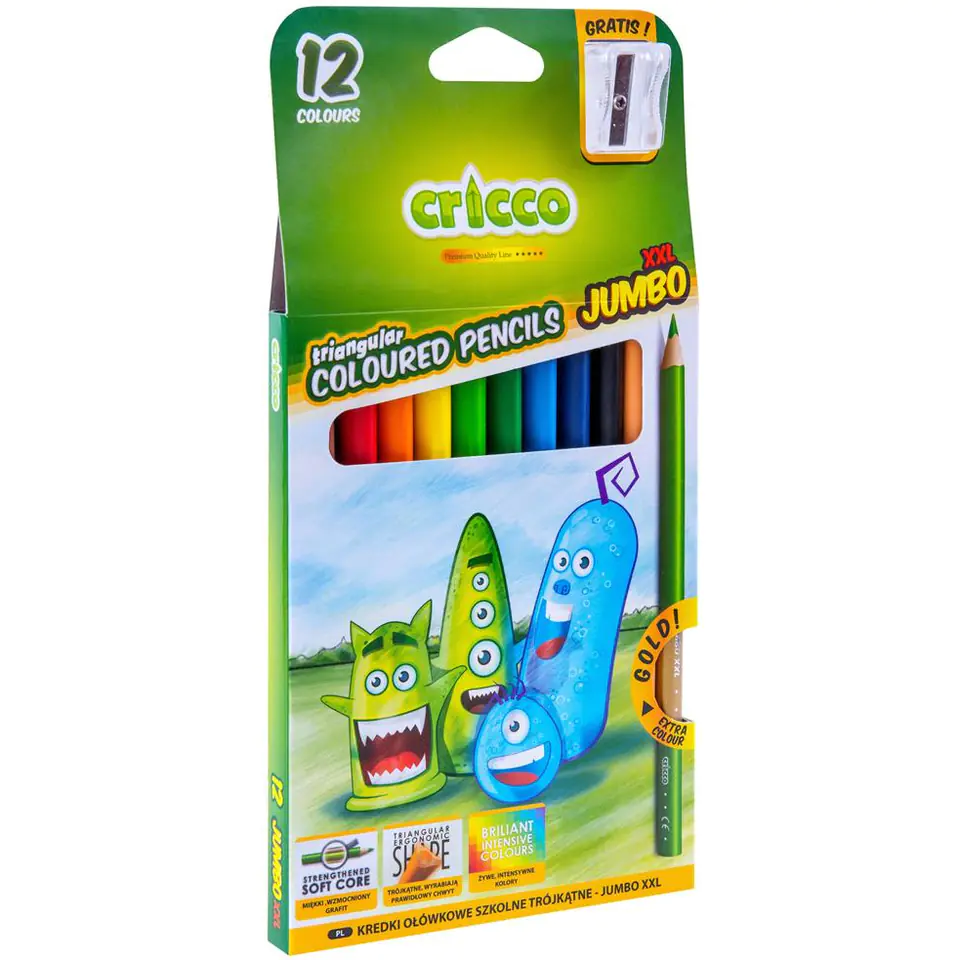 ⁨Triangular crayons thick 12kol. CRICCO CR325k⁩ at Wasserman.eu