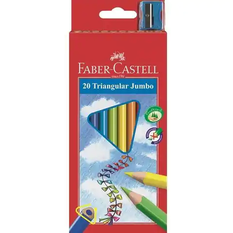 ⁨Triangular crayons JUMBO 20 colors + temp opak. cardboard 116520 Farber-Castell⁩ at Wasserman.eu